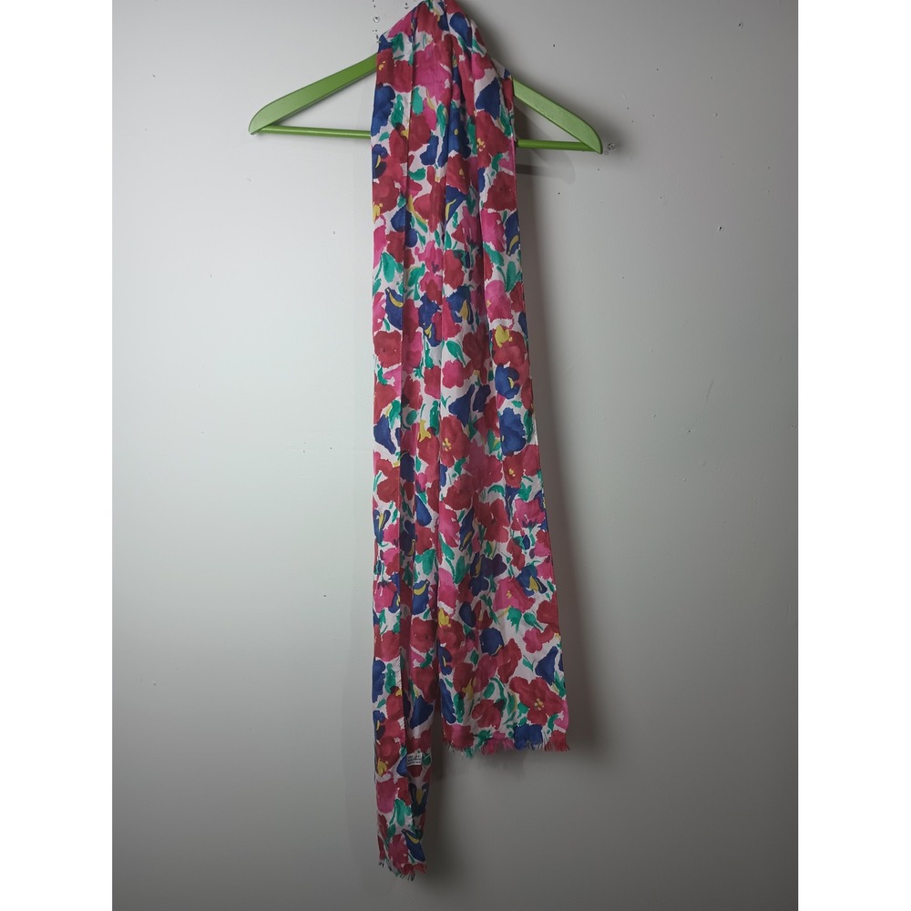 Vintage Express Compagnie Internationale Silk Scarf Pink Blue Floral RN 54867